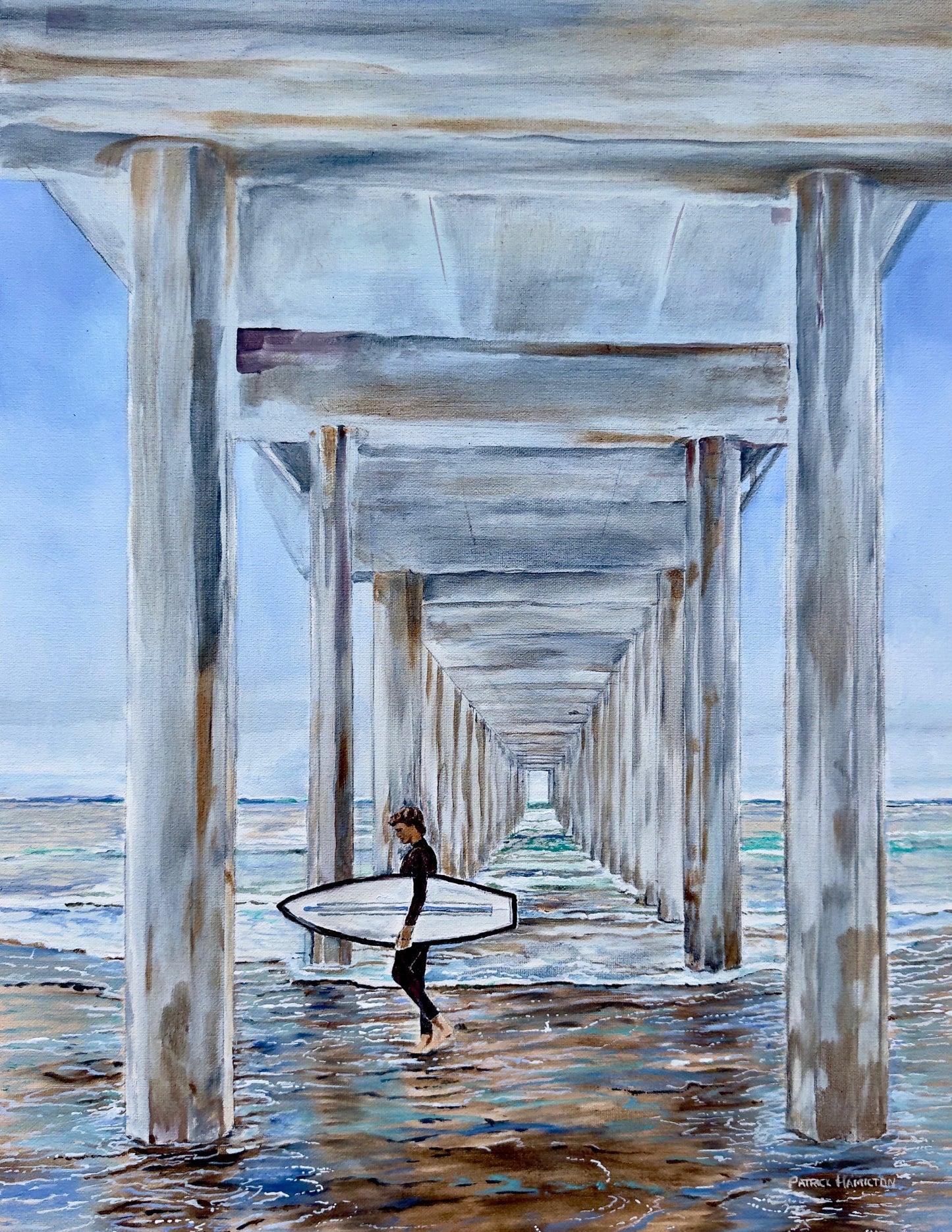 Surfer at Scripps Pier Giclée – Surfing Wall Art, Coastal Decor